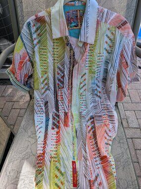 Robert Graham Short Sleeve Colorful Button Down Shirt Sz XL
